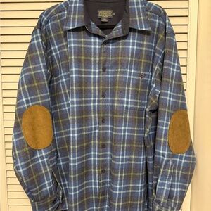 Seahawks Fans! Pendleton blue & green plaid XL wool shirt w/patches. Like new!